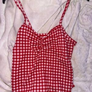 Red and White Gingham Cami Top